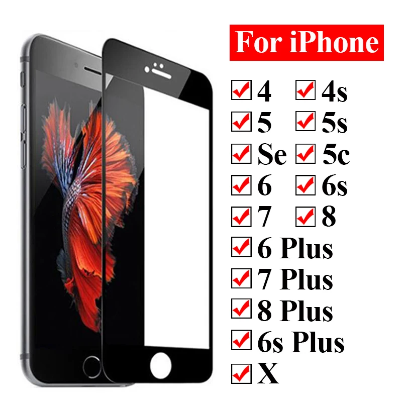 Защитное стекло для iPhone X 10 6 7 8 plus 6s 5S 5c se на aphone 5 s защита экрана закаленное