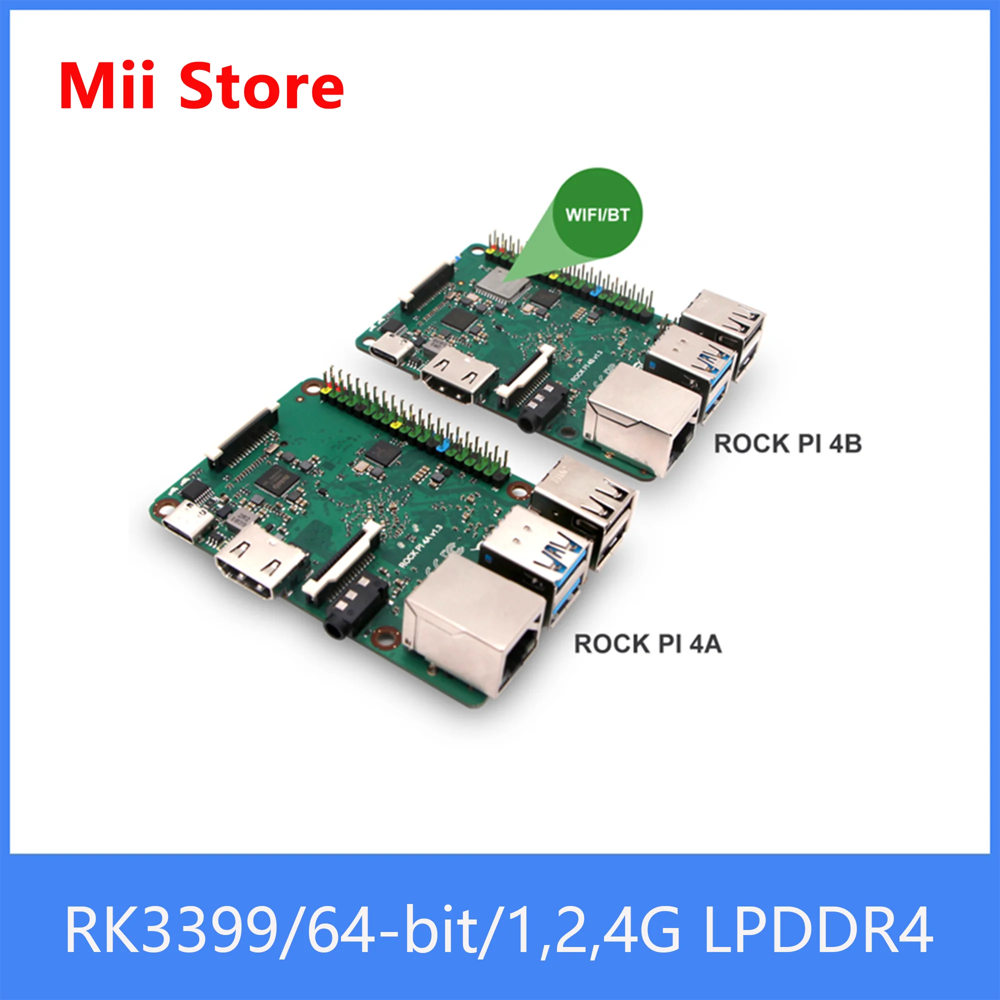 Плата ROCK PI 4B Rockchip RK3399 высокоскоростная версия OP1 SBC/один компьютер на борту eMMC