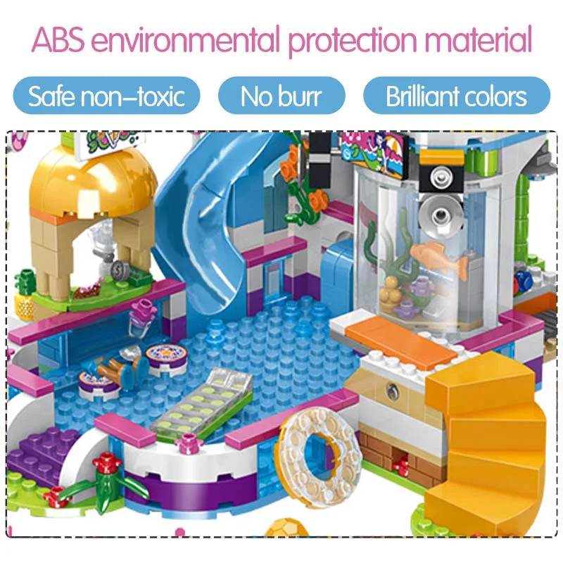 New Friends Heart Lake Summer City Pool celebration Girl's Assembling House Building Blocks Compatible Brick Toys | Игрушки и хобби