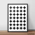 Абстрактный крест с рисунком минималистский плюс знак Картина на холсте настенный художественный плакат швейцарские черно-белые картины для детской комнаты домашний декор