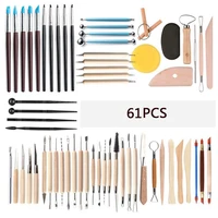 61pcsset ceramic clay tools kit polymer clay tools pottery tools set wooden pottery sculpting clay cleaning tools diy sculpture