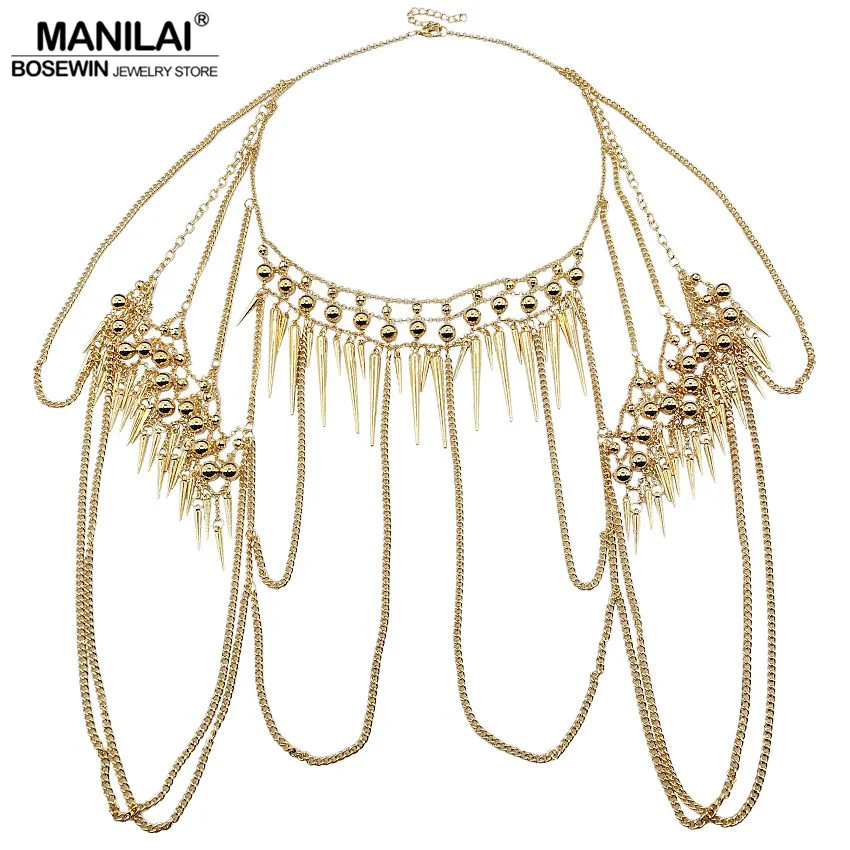 

Punk Type Women Sexy Body Jewelry Multilayer Nail Pendant Tassel Chain Necklaces Vintage Statement Accessories Collier