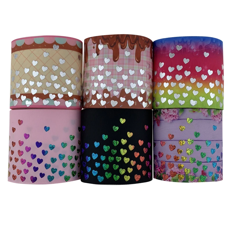 Репсовая лента с принтом в виде сердца 3 дюйма|Ленты для шитья| |