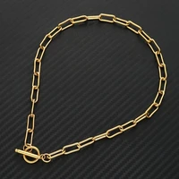 toggle clasp choker stainless steel ot buckle thick chain toggle necklaces for women men goldsilver color metal toggle choker