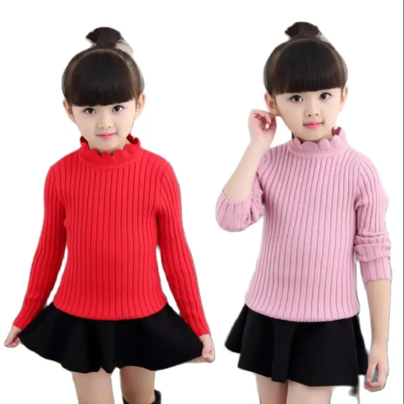 

Autmn-Winter Baby Girls Sweaters 3-13Y Kids Elastic Long sleeve Bottoming Shirt Children Spring Warm Jacket Girls Turtleneck