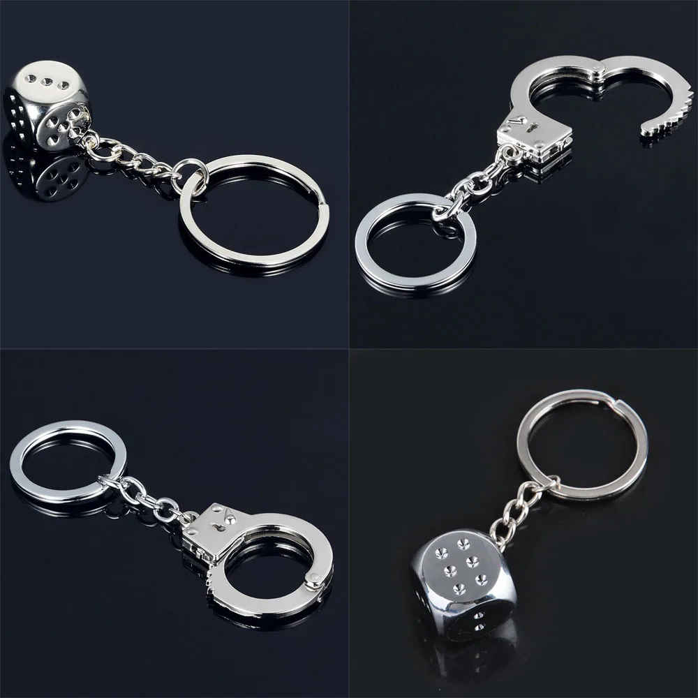 Металлические кости наручники брелок для автомобиля с кольцом ключей цепочка в
