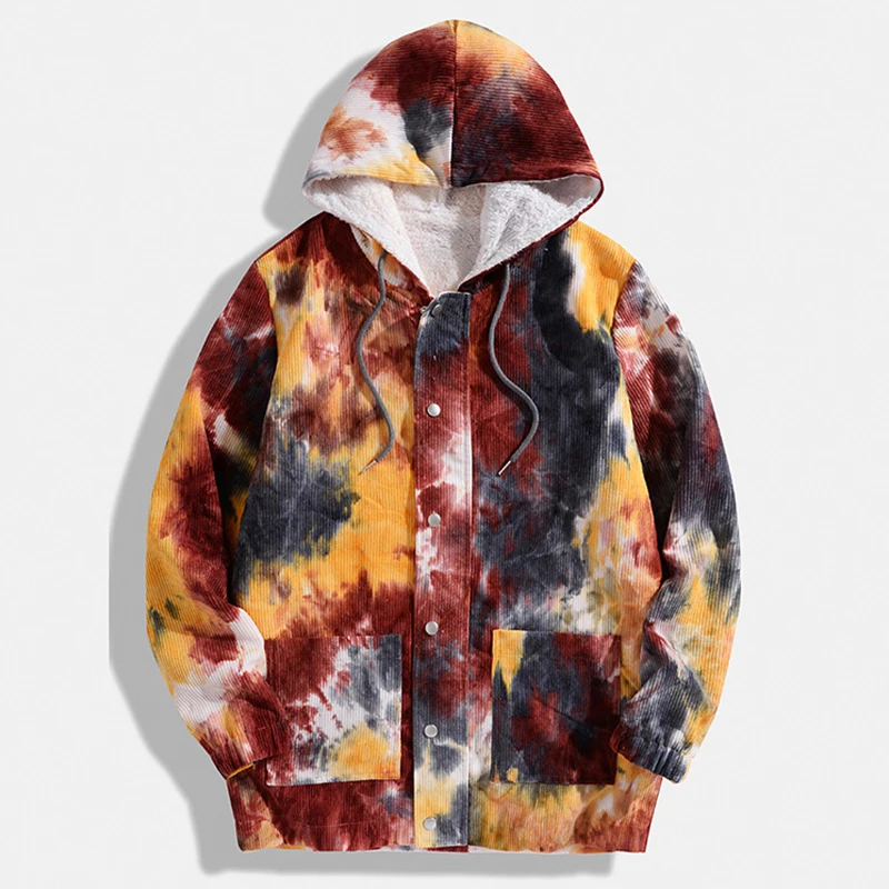 

Autumn and Winter New Men's Hooded Plus Fleece Warm Jacket Fashion Casual Loose Plaid Color Matching Jacket