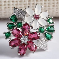 fashion flowers promise ring color ctystal wedding ladies accessories bague femme anillos mujer f5k822