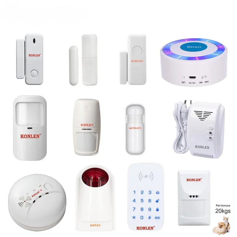 

Wireless Door Window Alarm Infrared PIR Motion Sensor Fire Smoke Photoelectric Gas Leak Detector Keypad 433mhz of Series