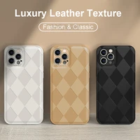 luxury diamond pattern leather texture case for iphone 11 12 13 pro max mini se 2020 xr x xs 7 8 plus silicone shockproof cover