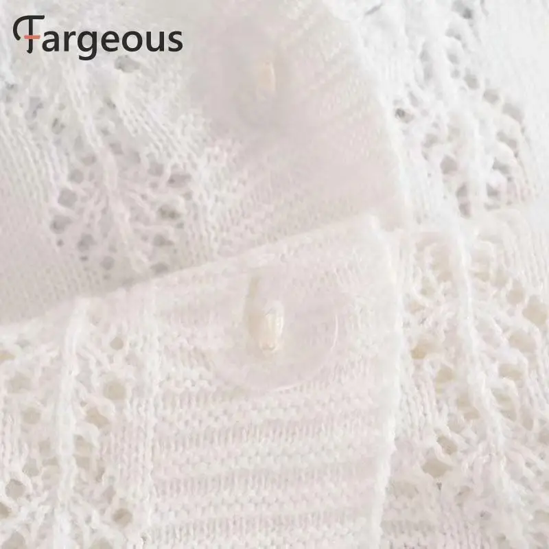 Повседневный вязаный ажурный розовый кардиган для женщин модный белый свитер на