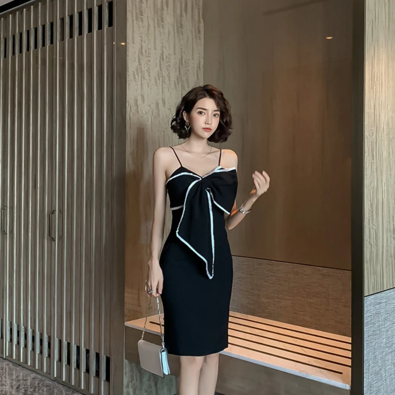

Fashion women comfortable outdoor elegant backless formal dress new arrival party vintage off shoulder cute bow pencil dress