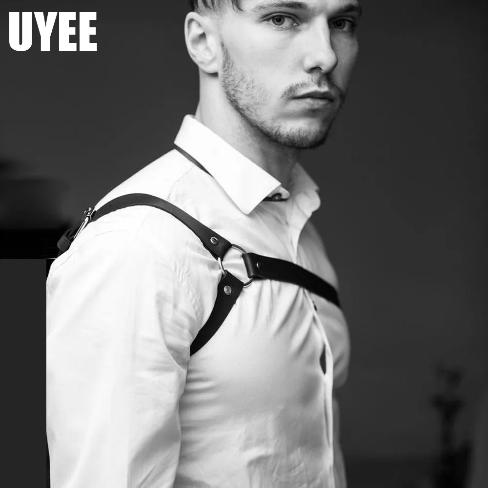 UYEE кожаный ремень для мужчин ремни для мужчин готические Подвески модные Наплечные ремень чулки цепь Harajuku сексуальный интимный бондаж панк