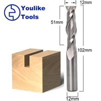 12mm shank 2 flush solid carbide cnc router bit for woodworking tools end mill wood milling cutter carbide tipped cutter