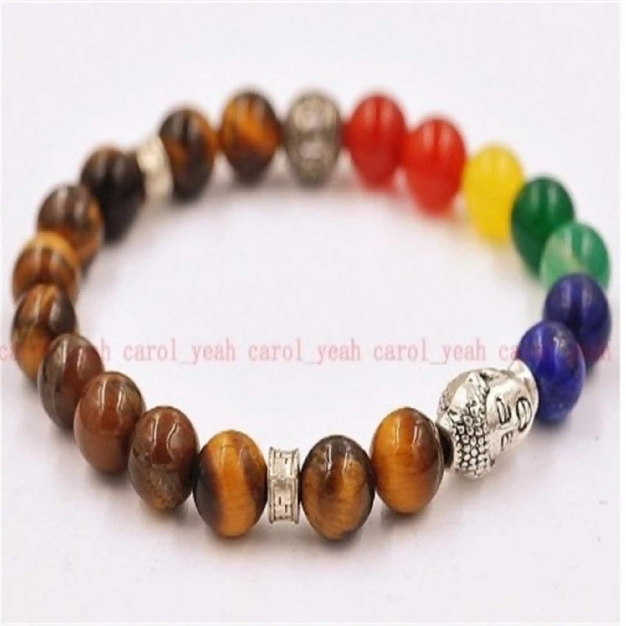 

8mm Fashion color jade Tiger's eye Buddha beads bracelet Classic Blessing Elegant Christmas Meditation Wristband Chakra Lucky