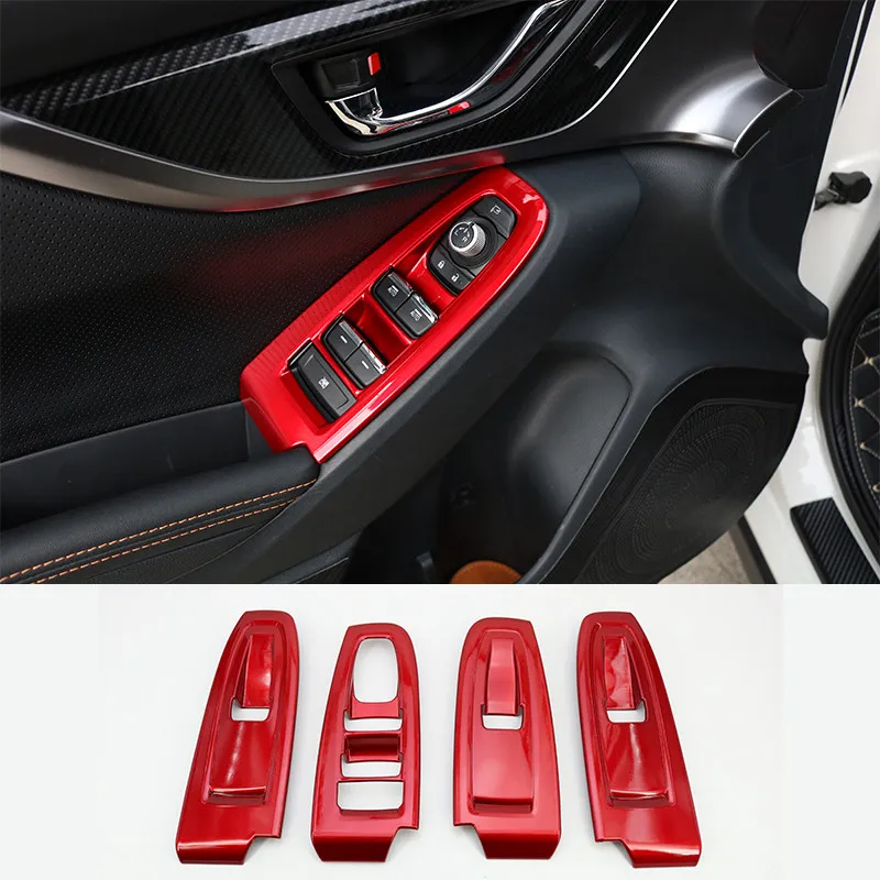 

Car Air Conditioning Control Panel Vent Sequins Sticker Interior Door Handle Shift Knob Shell Decal For Subaru XV Red styling