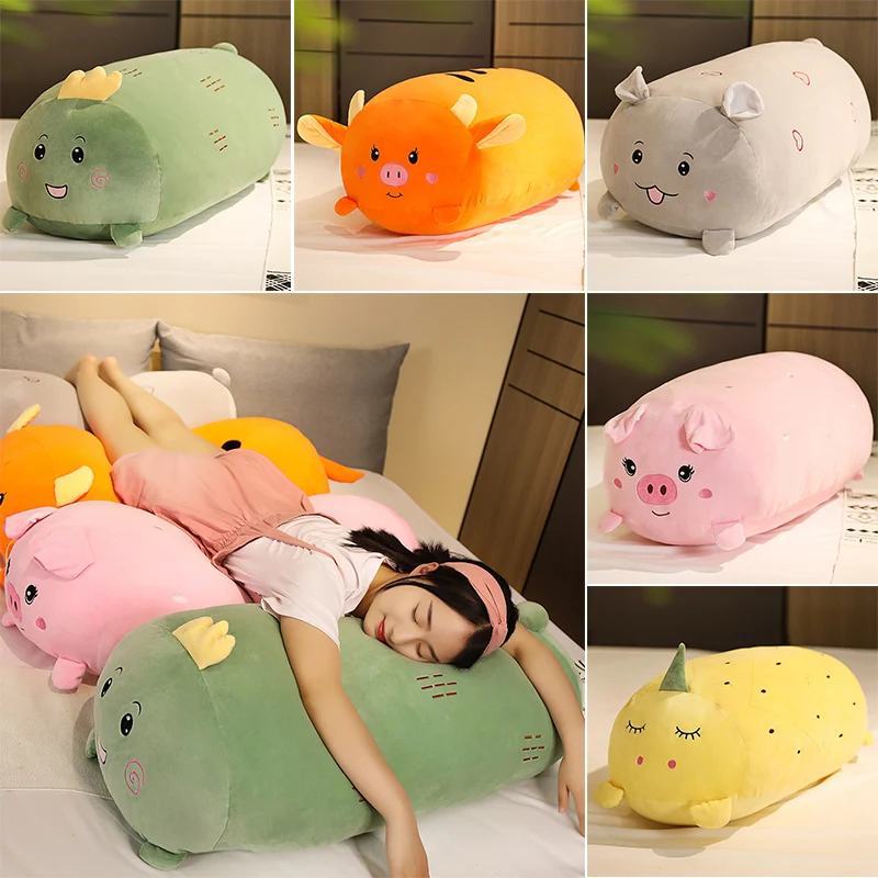 

30/60/90cm Cartoon Animal Pig Dinosaur Hamster Plush Toys Stuffed Soft Long Sleeping Pillow Dolls Children Xmas Birthday Gift