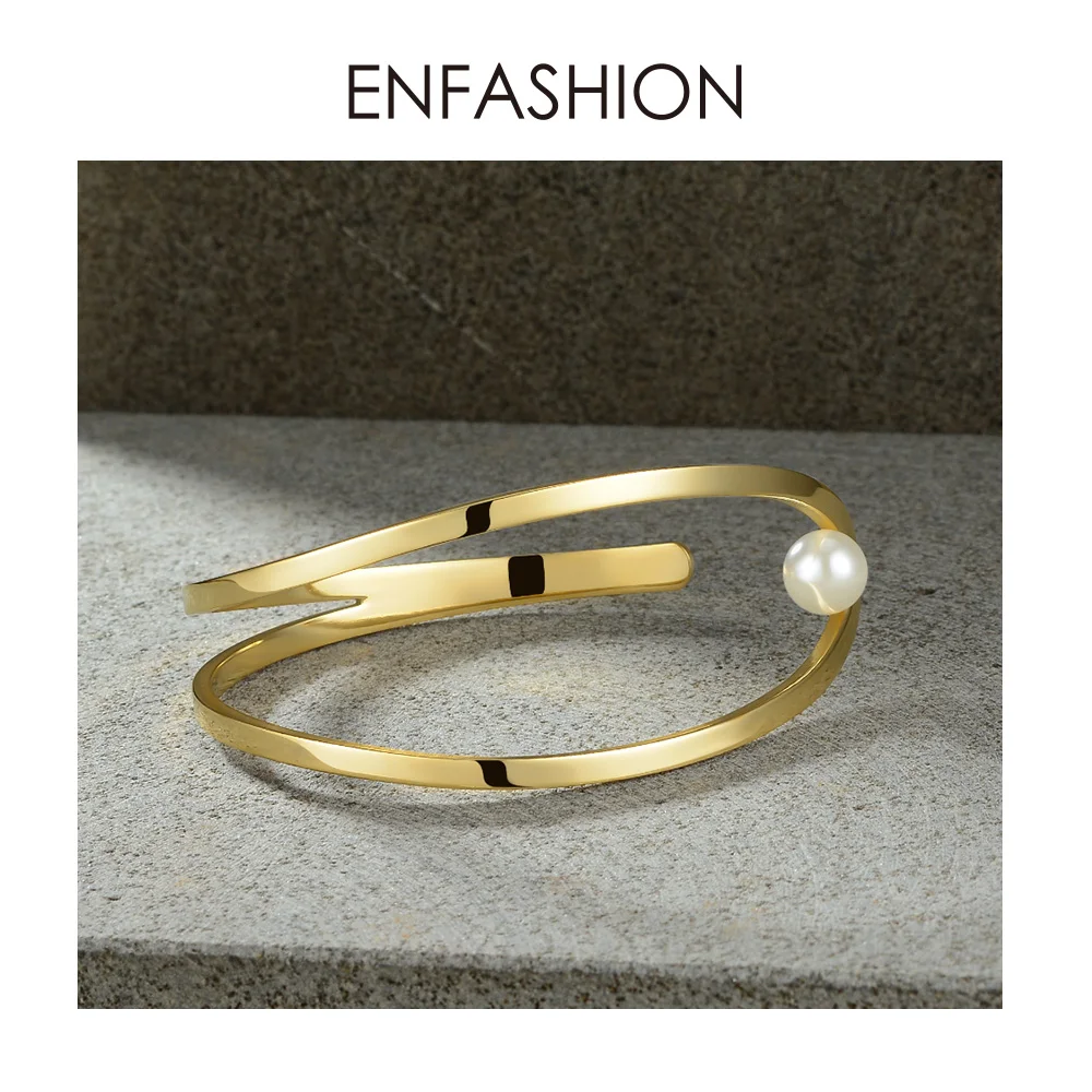 Женский Браслет манжета ENFASHION браслет золотистого цвета с жемчугом и c образной