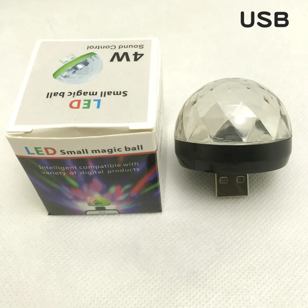 Black Adeeing USB диско светильник светодиодный вечерние светильник s Портативный хрустальный магический шар красочный эффект сценический светильник для дома вечерние караоке Декор - Цвет: Black