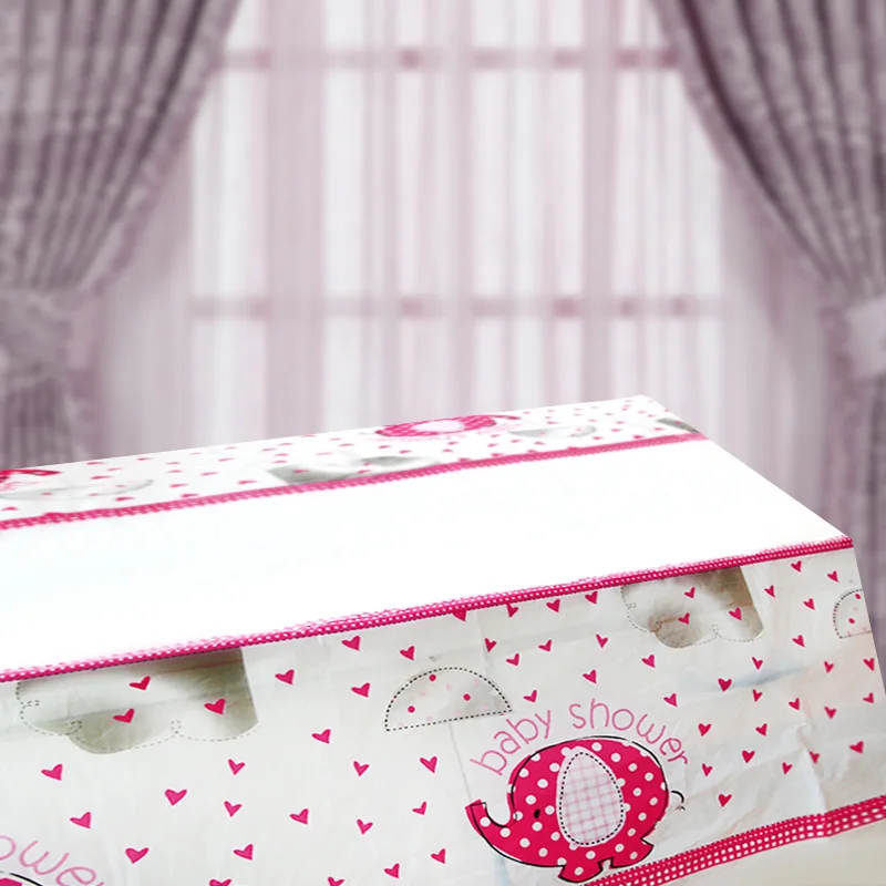 Table cover 1PCS Вечерние салфетки для девочек с изображением розового слона, украшения для новорожденных, Bptism, салфетки для дня рождения, баннер, покрытие для стола, посуда, вечерние принадлежности - Цвет: Table cover 1PCS