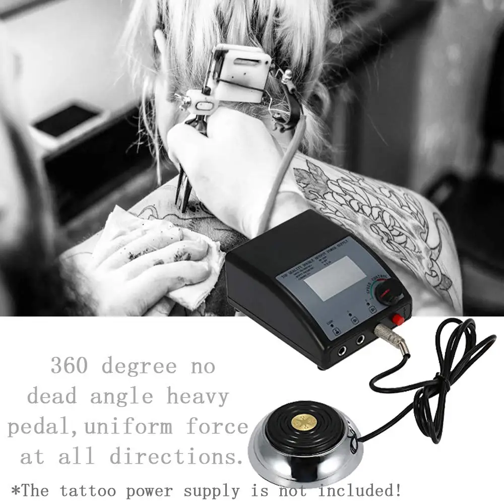 Tattoo Foot Pedal Switch Round Stainless Steel Machine Control 360 GEM Degree 5 ft Power Cord Controller | Красота и здоровье