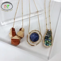 f j4z 2020 trend women long pendant necklace fashion wooden nature stone shell false collars sweater chain necklace christmas