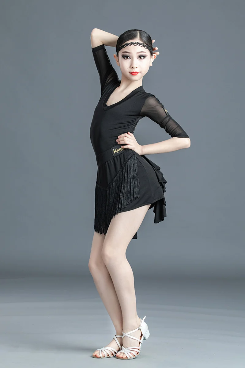 2020 New Latin Dance Dress for Girls Tassels Sexy Competition Performance Wear Children Professional Standard Clothing Summer |