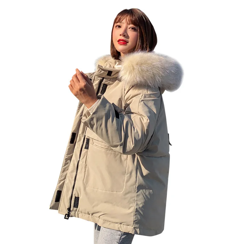 

2020 Women Thick Winter Long Coat Fur Collar Women Jacket Coat Oversize Loose Coat Outerwear Female Casaco Feminino Parkas XXL