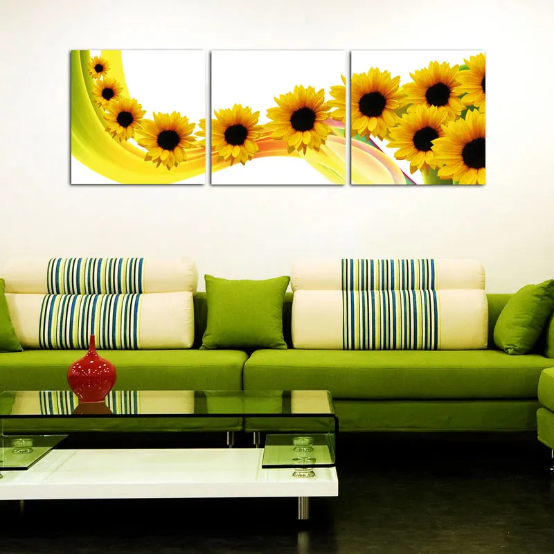 

Sunflower Classic Modern Wall Art Free Shipping The Modern Mural Painting Home Decorative Art Picture Frameless Paintings 3Pcs