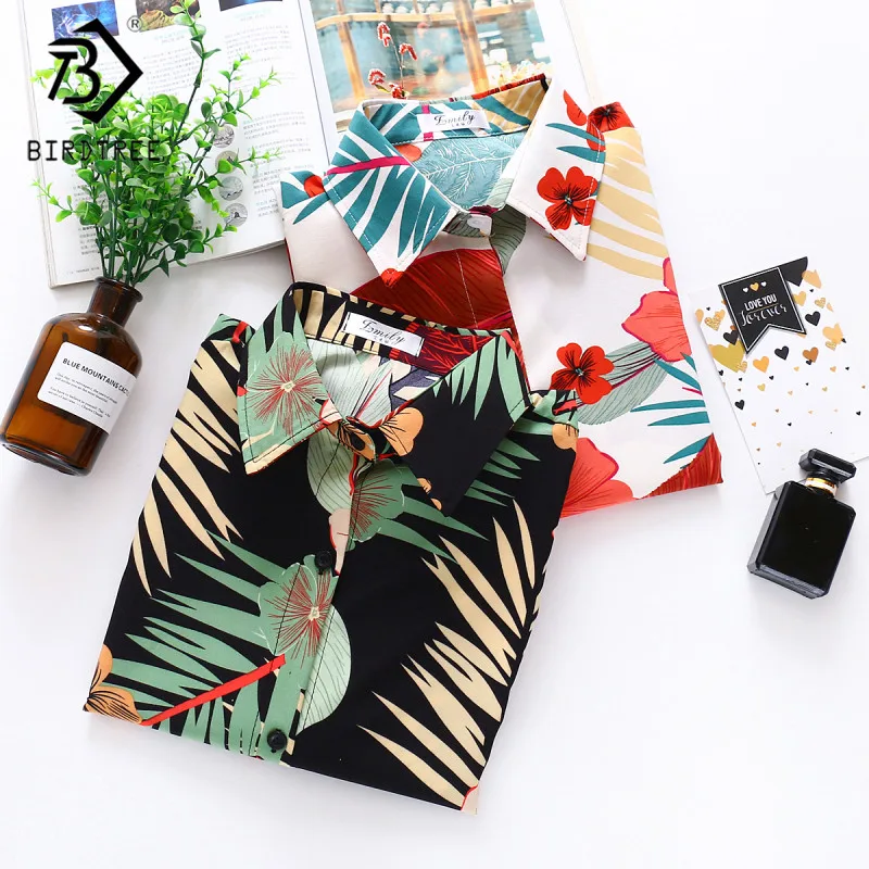 Женская шифоновая блузка с цветочным принтом винтажная рубашка длинным рукавом