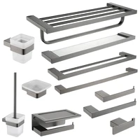 Gray Double Towel Bars Bathroom Accessories Towel Hanger Towel Rack Hook Paper Holder Toilet Brush Soap Holder High Quality