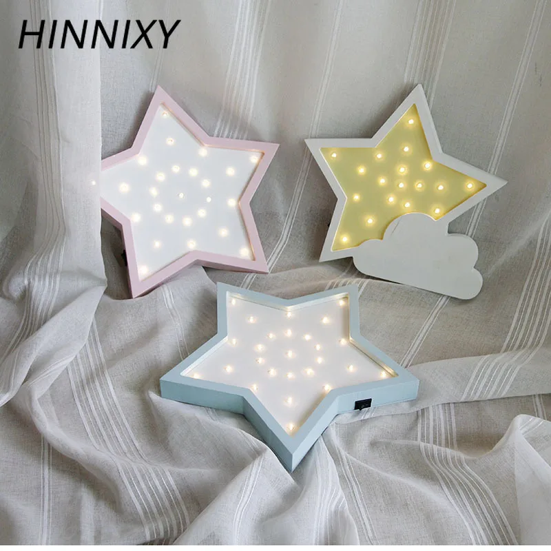 Hinnixy Звезда Луна Облако свет Деревянная Детская Спальня украшение дома
