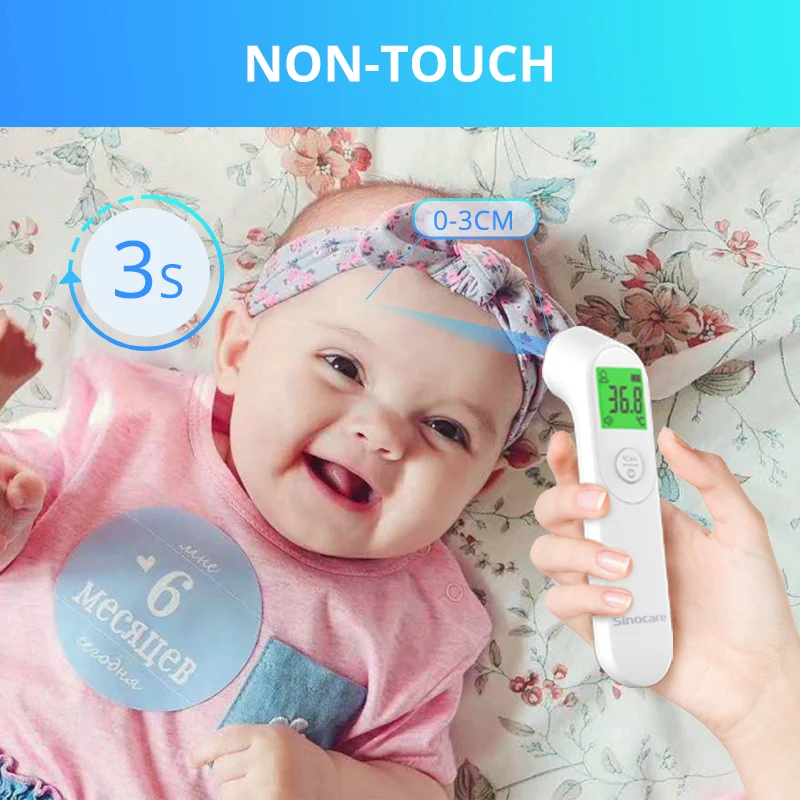 

3 pcs Sinocare Infrared IR Thermometer Digital LCD Body Measurement Forehead Ear Non-touch Accurate Reading Adult Baby Fever