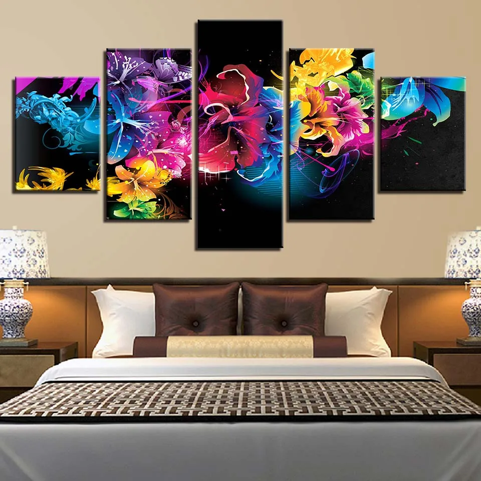 

Wall Art HD Prints Home Decor 5 Pieces Plant Canvas Painting Flower Modular Pictures Abstract Bedside Background Artwork Poster