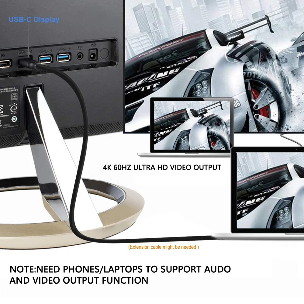 Короткий видеокабель usb-c кабель для монитора 4K диагональ 3 1 Gen 2 быстрой зарядки PD