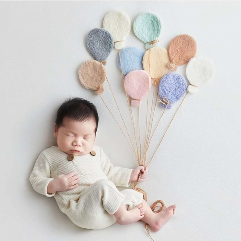 

5Pcs Handmade Baby Wool Felt Balloon Decorations Newborn Photography Props Infant Photo Shooting Accessories