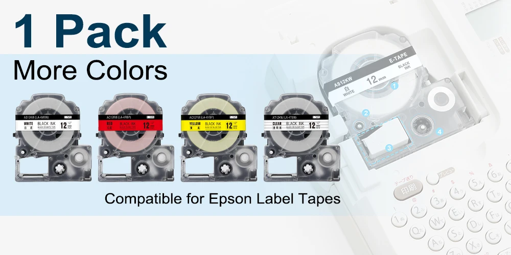 Labelife 1 шт. SS12KW LC-4WBN совместимый Epson LabelWorks LK Лента Стандартная 12 мм для Epson принтер этикеток LW-300 LW-400 SR530C