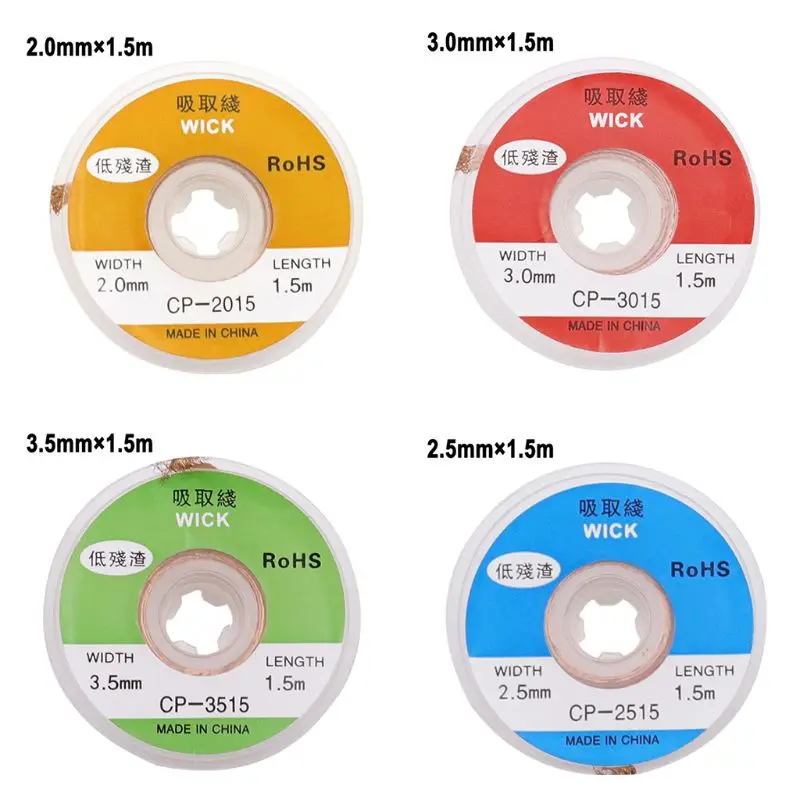 

2mm 2.5mm 3mm 3.5mm Width 1.5M Length Desoldering Braid Welding Solder Remover Wick Wire Low Residue Tin Strip Lead Cord A0KE