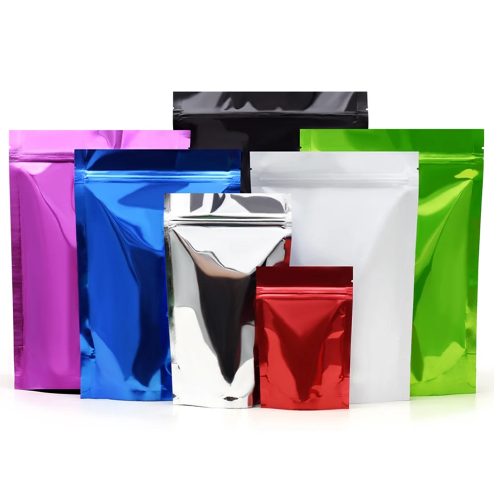 

100 шт./лот стоячие пакеты для упаковки пищевых продуктов алюминиевая фольга с отрывным вырезом термосварка замок для хранения кофейных зере...