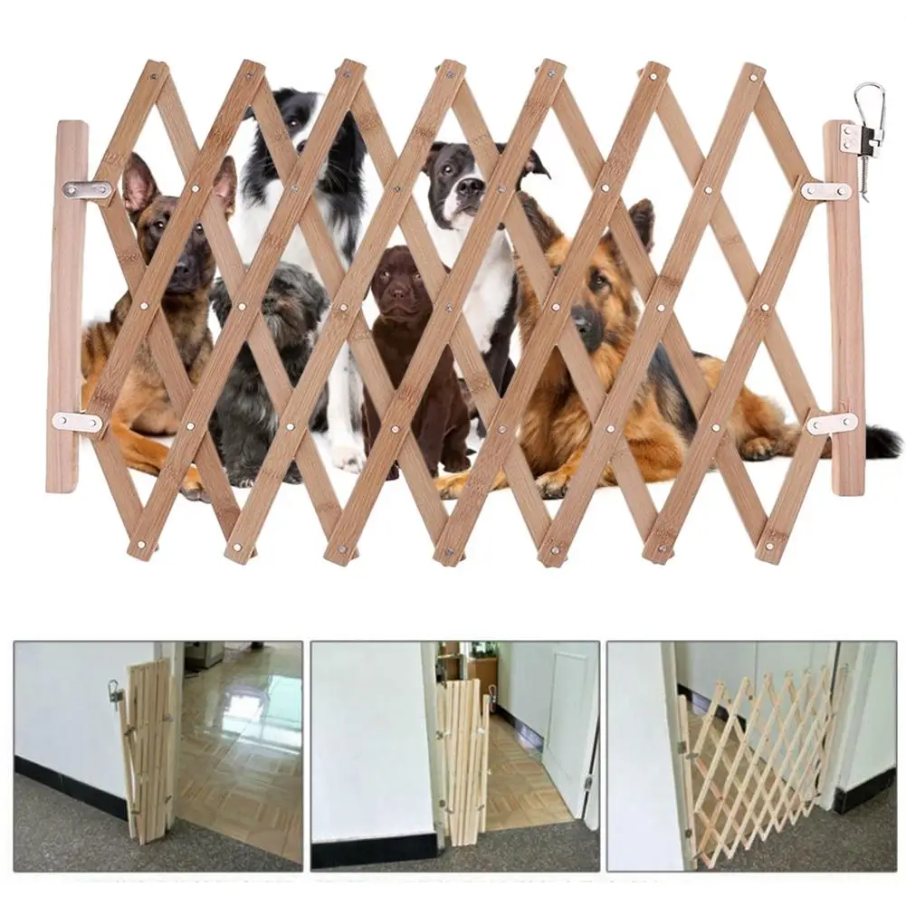 

2021 Wooden Fence Retractable Pet Gate Pet Fence Baby Door Gates Dog Stair Gate Extendable Safety Gate Child Safety Door