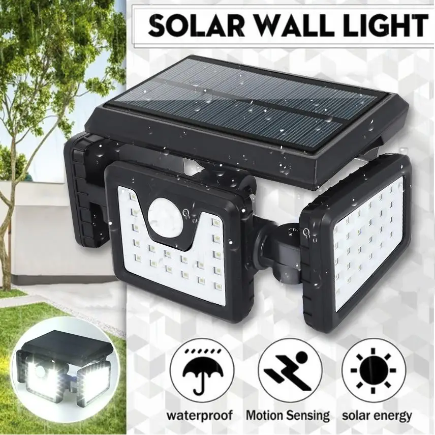 

Solar Powered Security Night Light Garden Wall Light Wall Lamp Foldable Durable Spotlight Outdoor