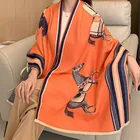 Модный Зимний Рождественский шарф лошади, женские кашемировые теплые шарфы из пашмины, женские роскошные шарфы, толстые мягкие шали, шарфы, хиджаб