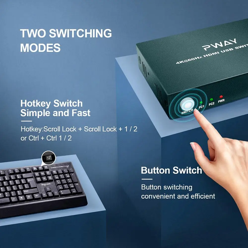 PWAY Out 4K USB HDMI KVM переключатель коробка видео-дисплей сплиттер для 2 PC Обмен