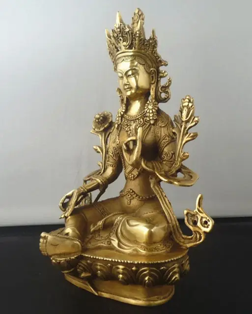 8 5 &quotтибетского буддизма Медь Зеленая Тара Бог GODNESS KWAN-YIN статуя Будды украшения