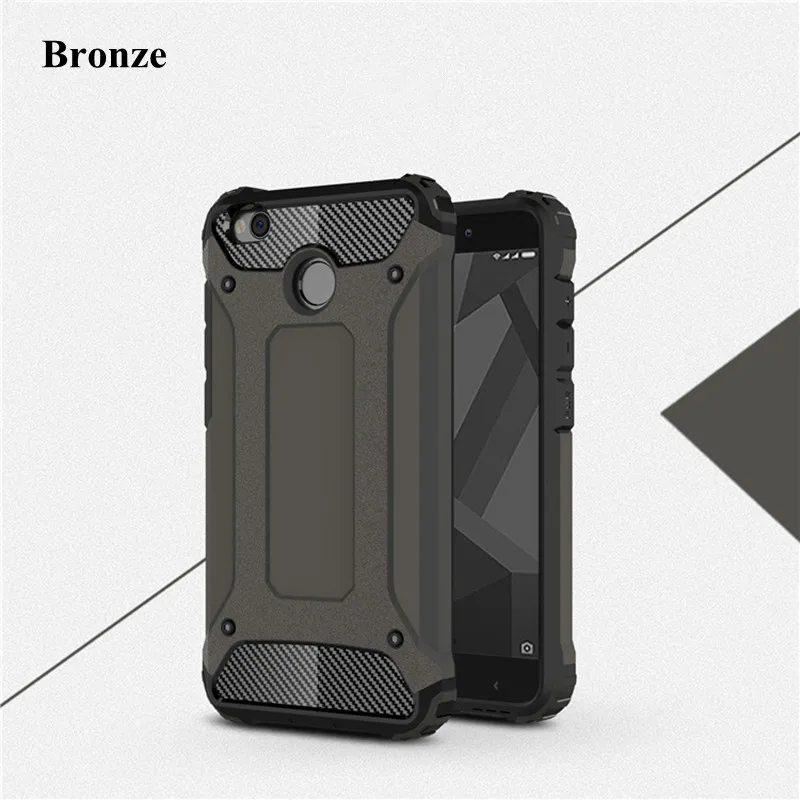 Bronze Чехол для Xiaomi Redmi 4X случае Роскошные Броня Гибридный ударопрочный Жесткий PC+ TPU Прочный Влияние для Redmi 4X Примечание 5 7 Pro 4X4 Чехол - Цвет: Bronze