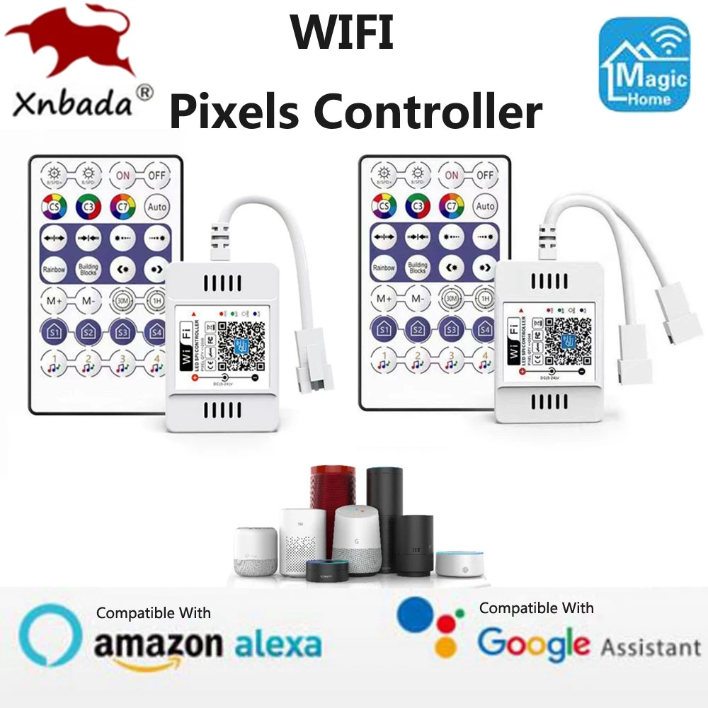 WS2812B WS2811 Magic Home WiFi RGB พิกเซล LED Controller เข้ากันได้กับ Alexa/Google Home สำหรับแอดเดรส RGB Led Strip DC5-24V