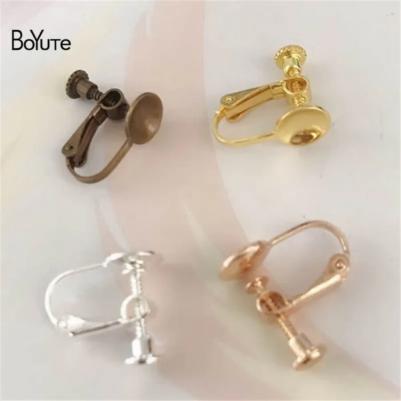 BoYuTe (20 шт./лот) металлическая латунь не проколотых ушей клип с 8 мм База Пустые