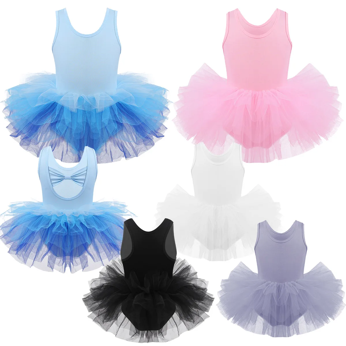 Детское платье-пачка для балерины Тюлевое трико без рукавов с юбкой