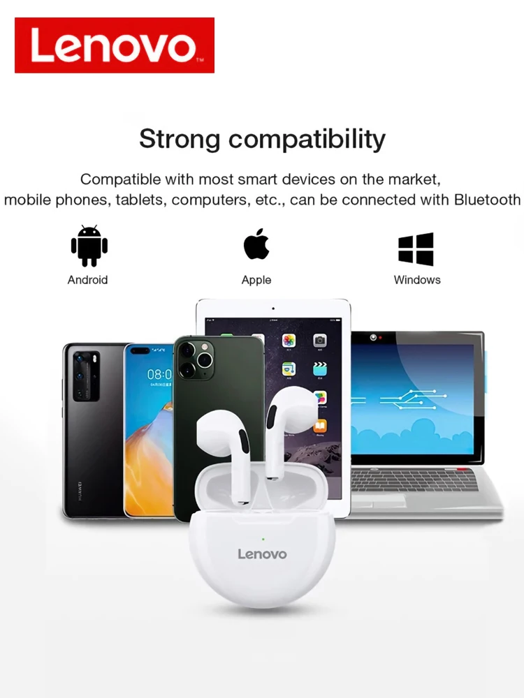 original lenovo ht38 tws earphone wireless bluetooth 5 0 headphones waterproof sport headsets noise reduction earbuds with mic free global shipping