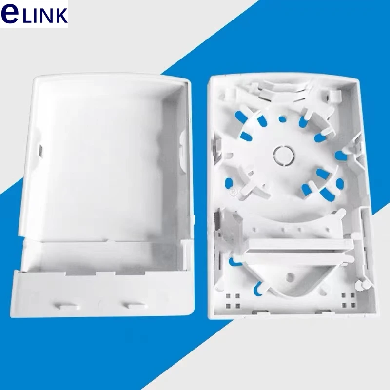10pcs 2 port FTTH desk box ABS desktop junction box gray white 2 cores SC fiber optic plastic box patch panel ELINK push cover